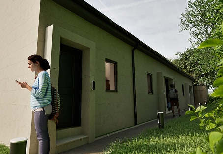 BathUni Living Exterior with People